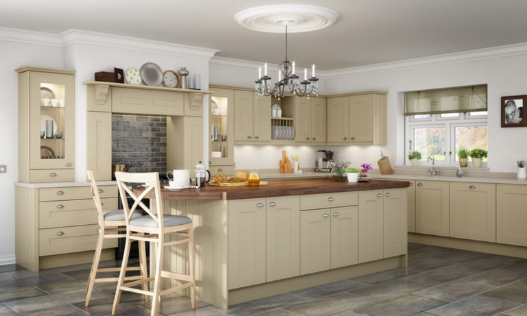 RTA Cream Shaker Solid Wood Kitchen Cabinets SWK-049 | Houlive solid ...